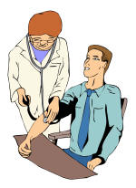 Γιατρός μετρά σε ασθενή την πίεση του.